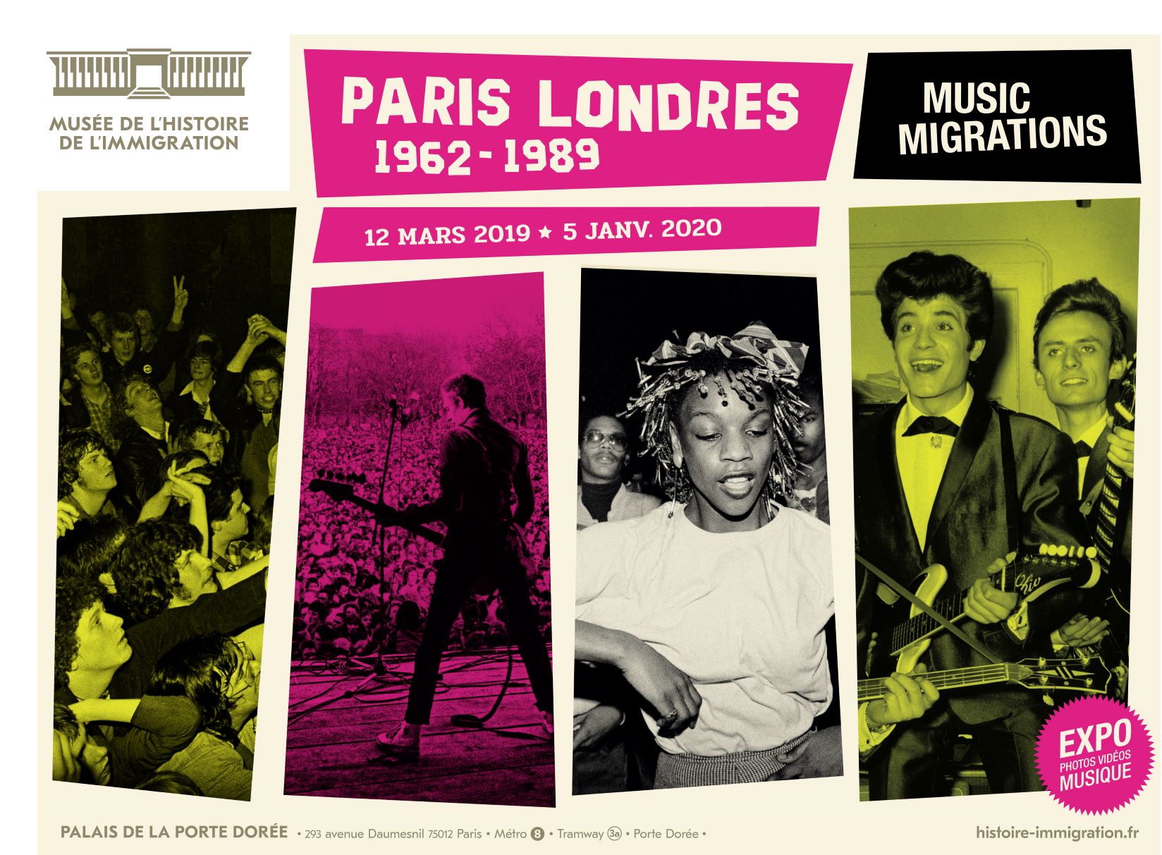 Poster for Paris' National Museum of the History of Immigration Music Migrations exhibition