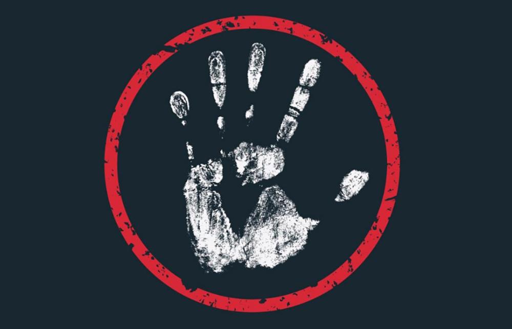 Vector of hand print in a red circle