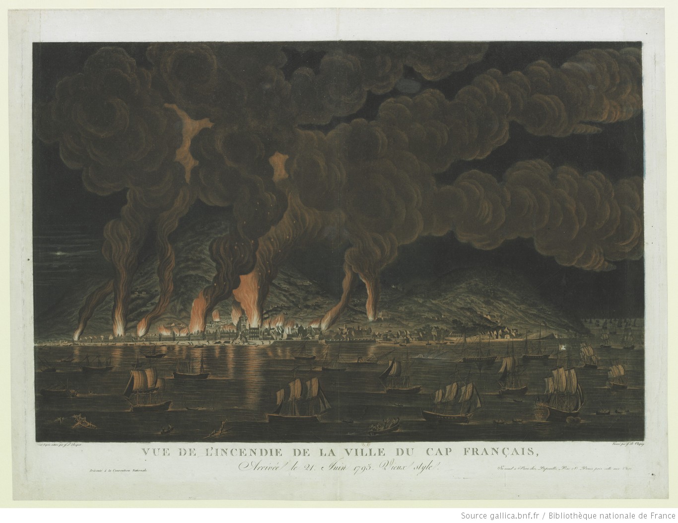 View of the Burning of Cap-Français, by J.L. Boquet, 1794. Bibliothèque nationale de France.