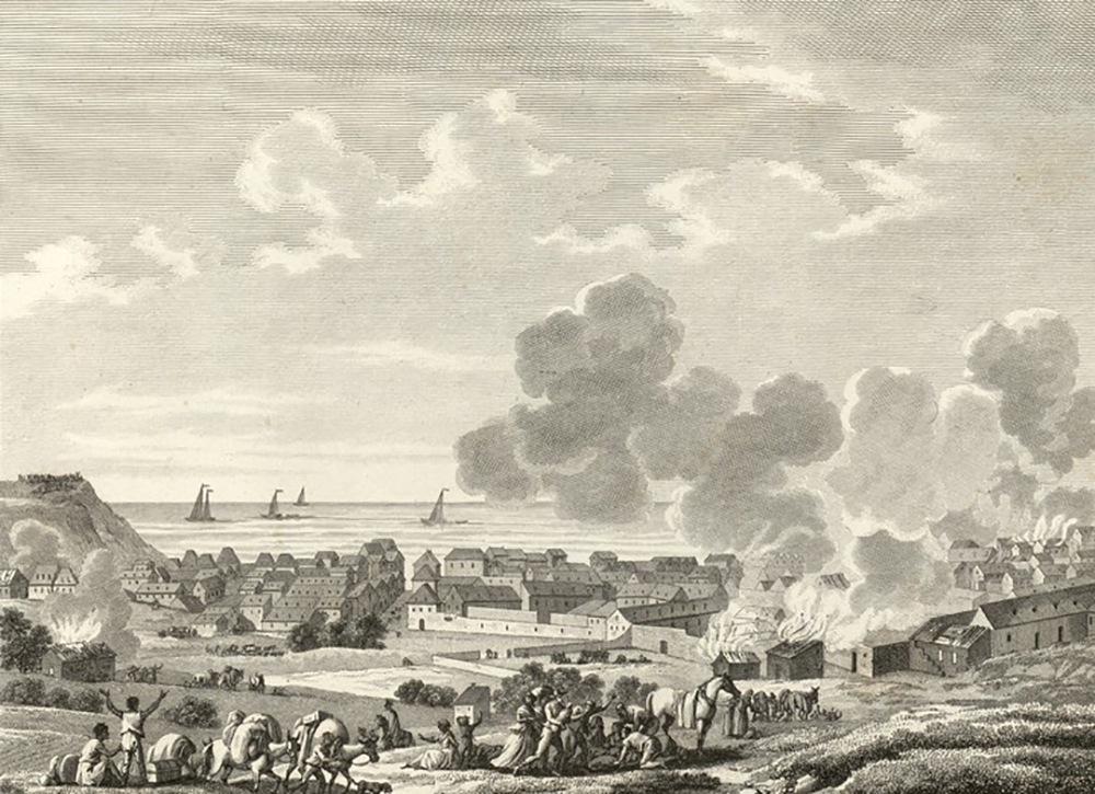 Incendie du Cap Français, by Swebach-Desfontaines, 1802. Bibliothèque nationale de France.